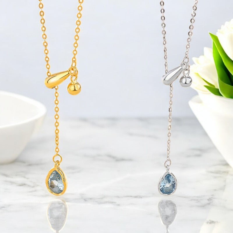 Blue Teardrop Adjustable Necklace 1