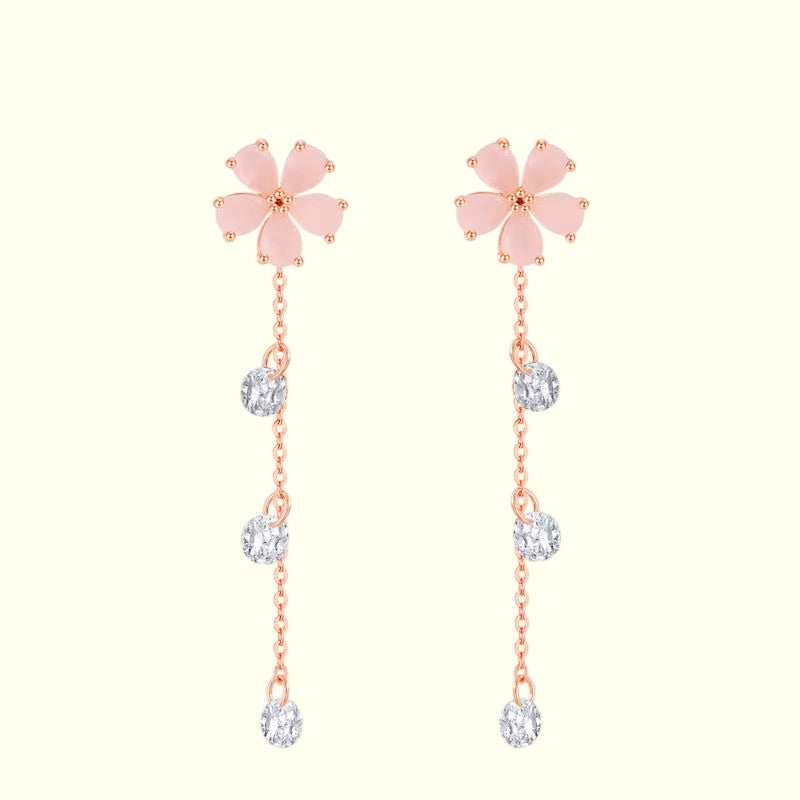 Blush Bloom Flower Drop Earrings 1
