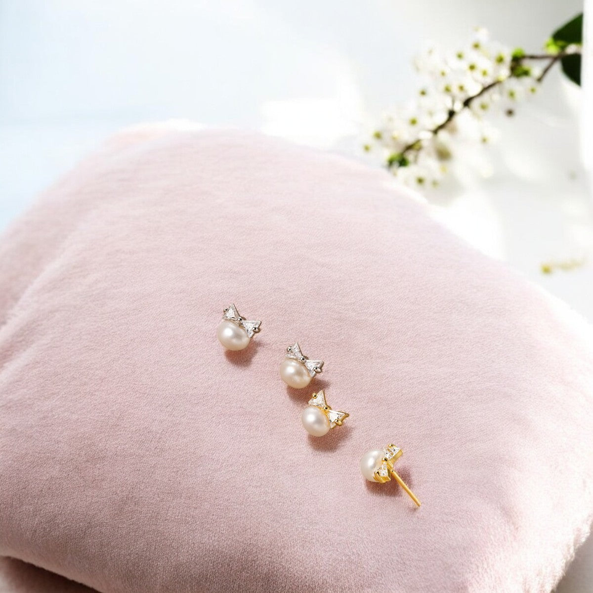 Bow-tiful Pearl Stud Earrings