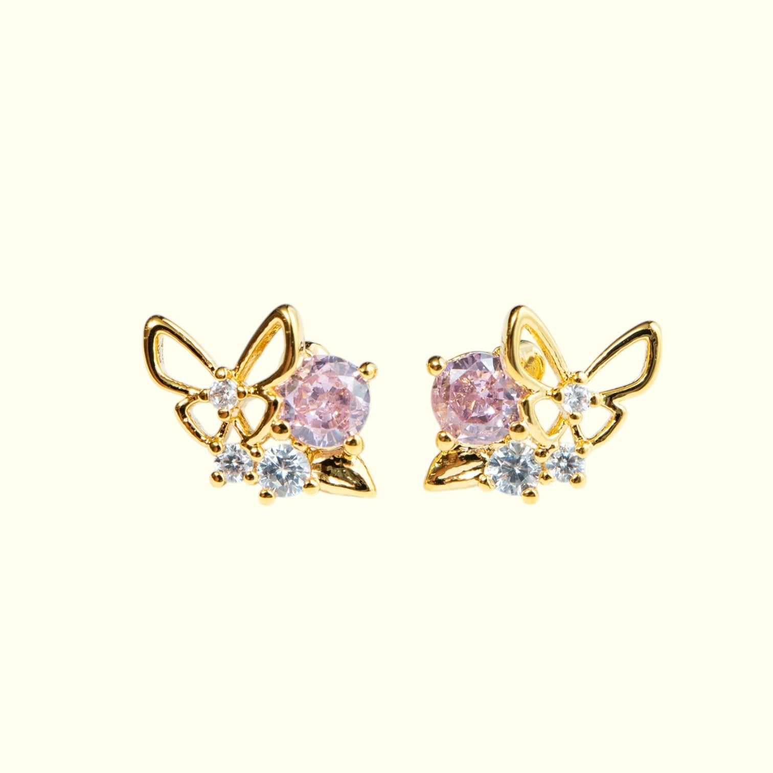 Butterfly Zirconia Stud Earrings 1