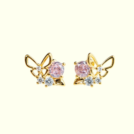 Butterfly Zirconia Stud Earrings 1