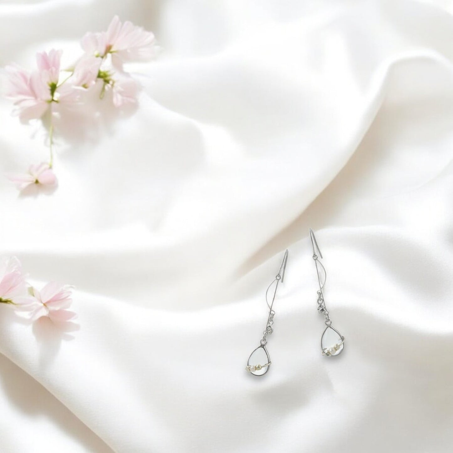 Celestial Teardrop Earrings Silver 1