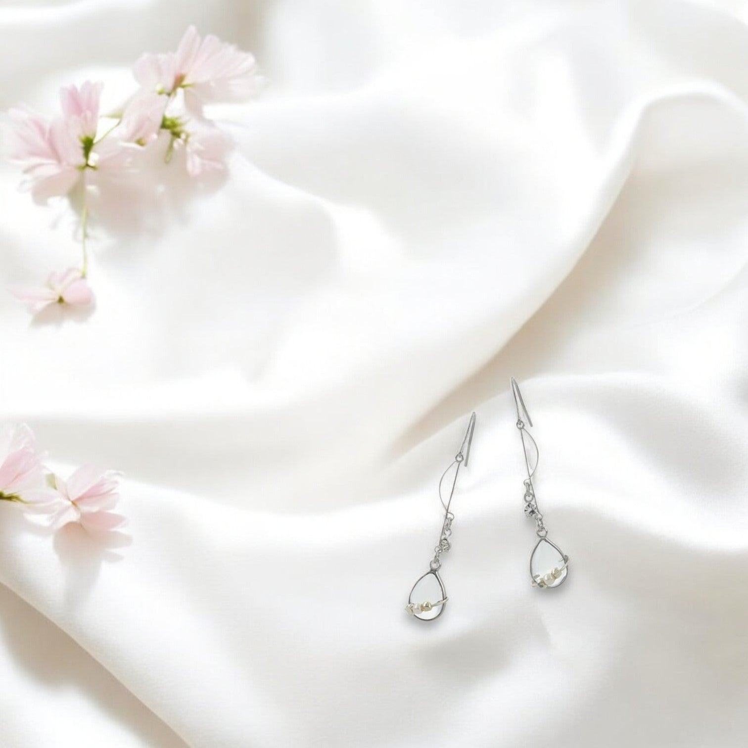 Celestial Teardrop Earrings Silver 1