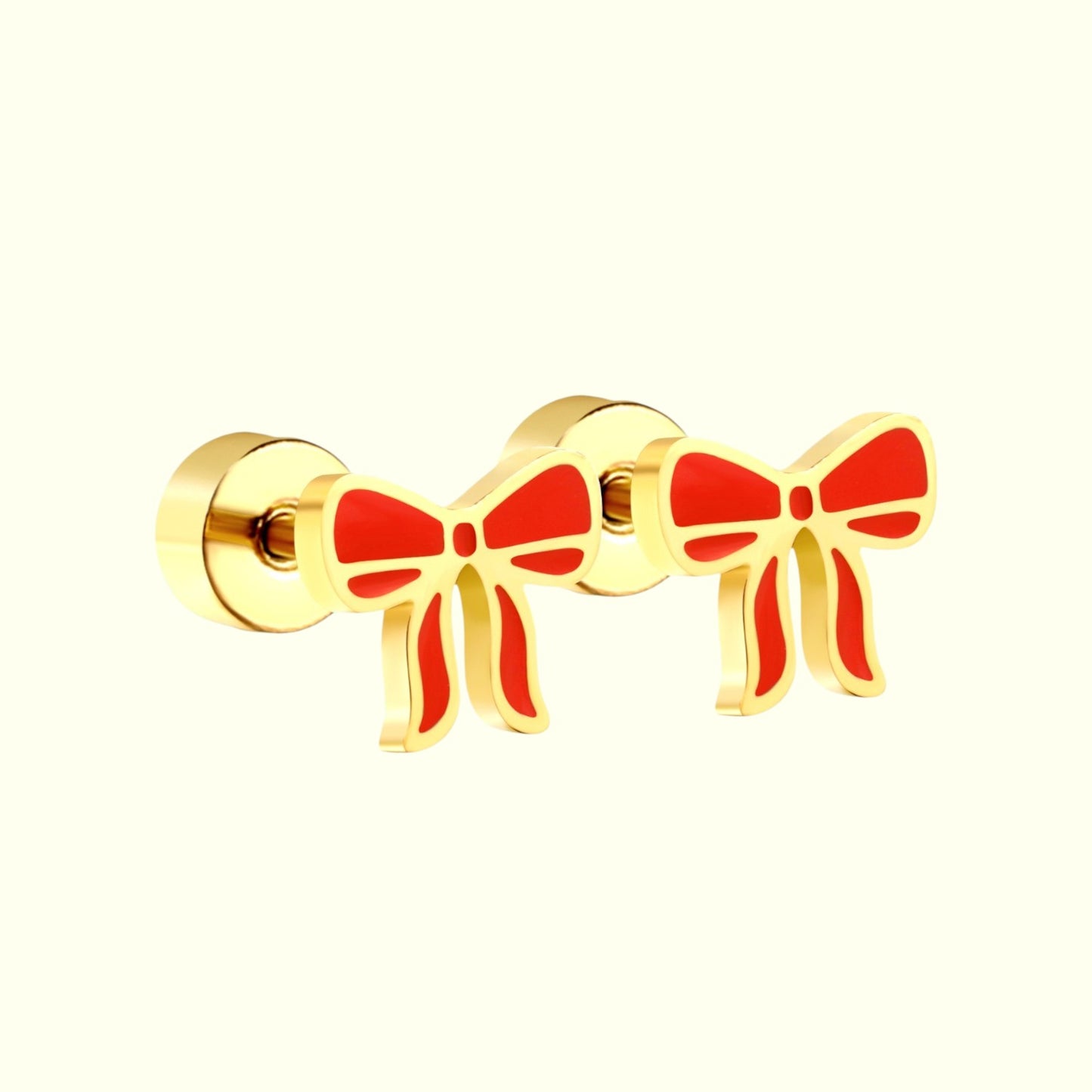 Cherry Twist Bow Stud Earrings 1