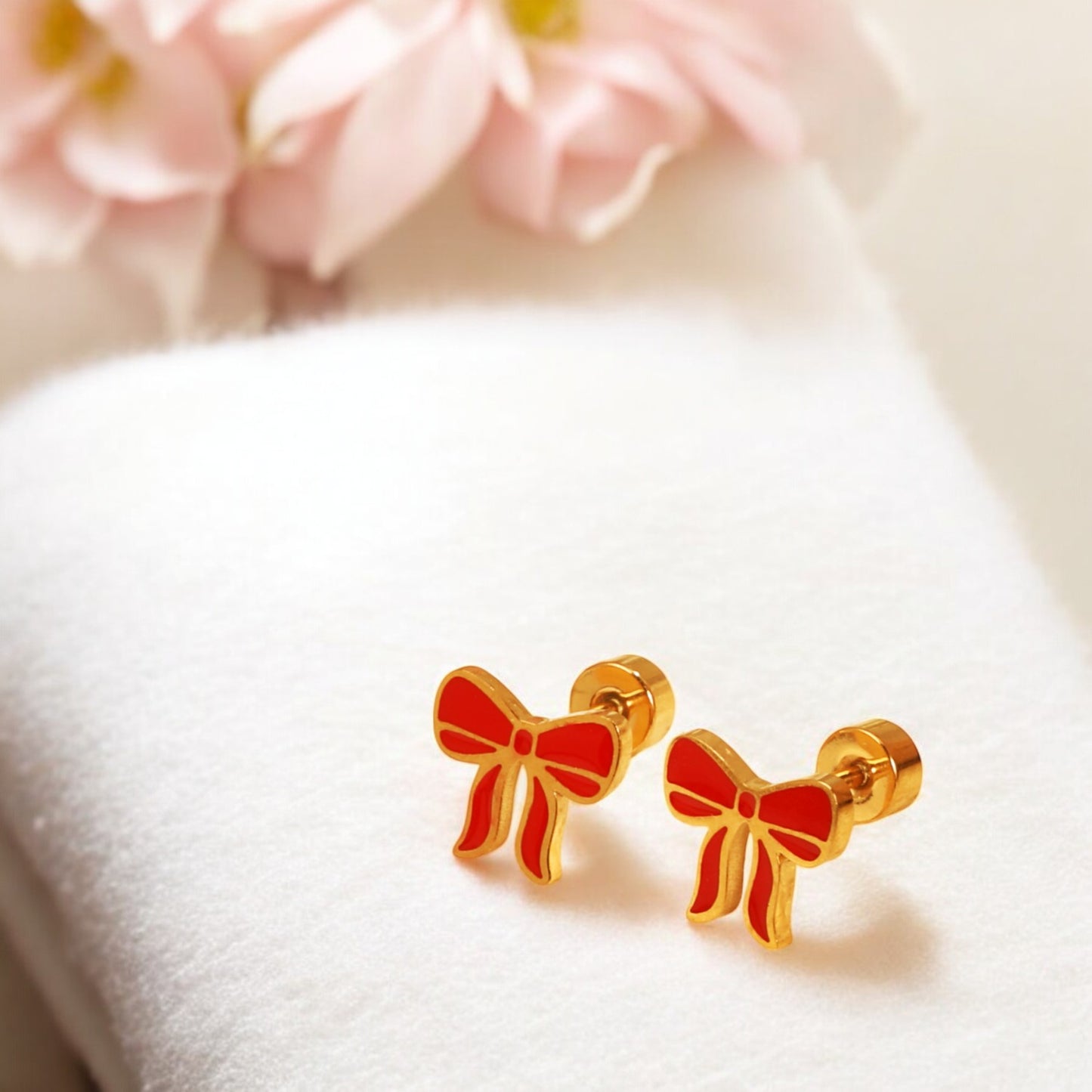 Cherry Twist Bow Stud Earrings 4