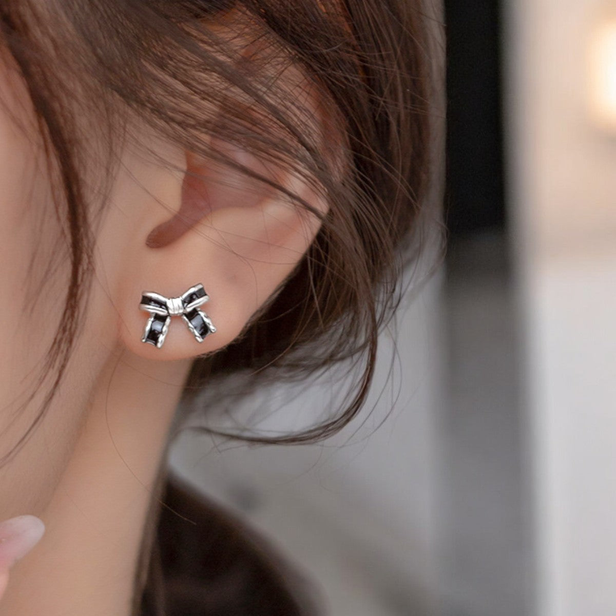 Classy Bowknot Stud Earrings Silver 2