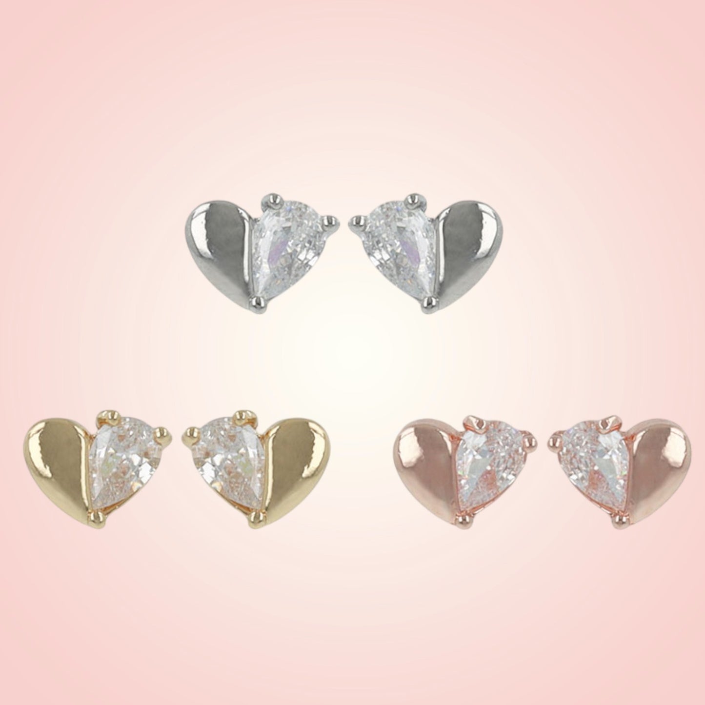 Cubic Heart Studs 1