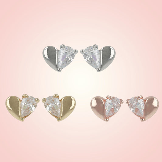 Cubic Heart Studs 1