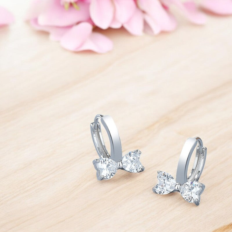 Dainty Bow Huggies silver 3