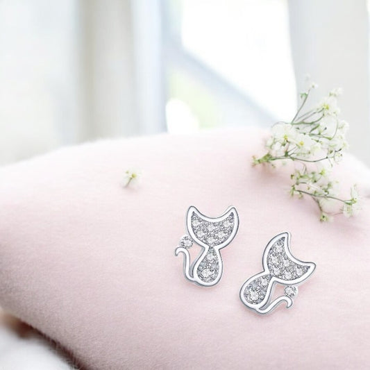 Dainty Tiny Cat Stud Earrings 4