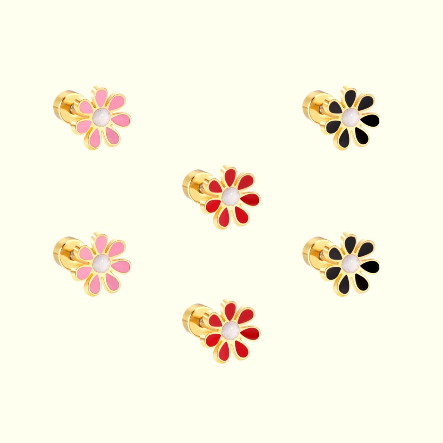 Daisy Dream Stud Earrings Set - Gold Blossom Bliss 1