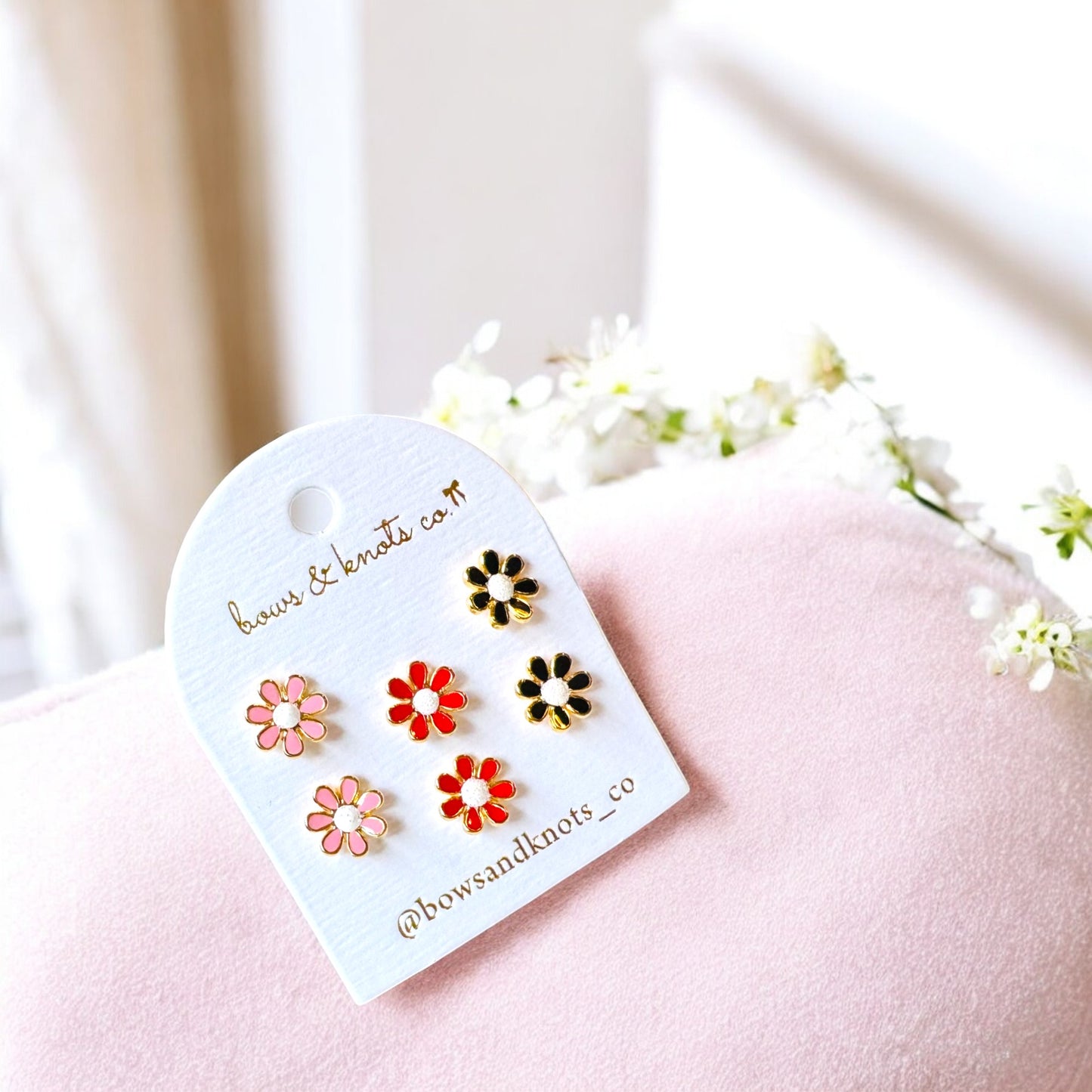 Daisy Dream Stud Earrings Set - Gold Blossom Bliss 2