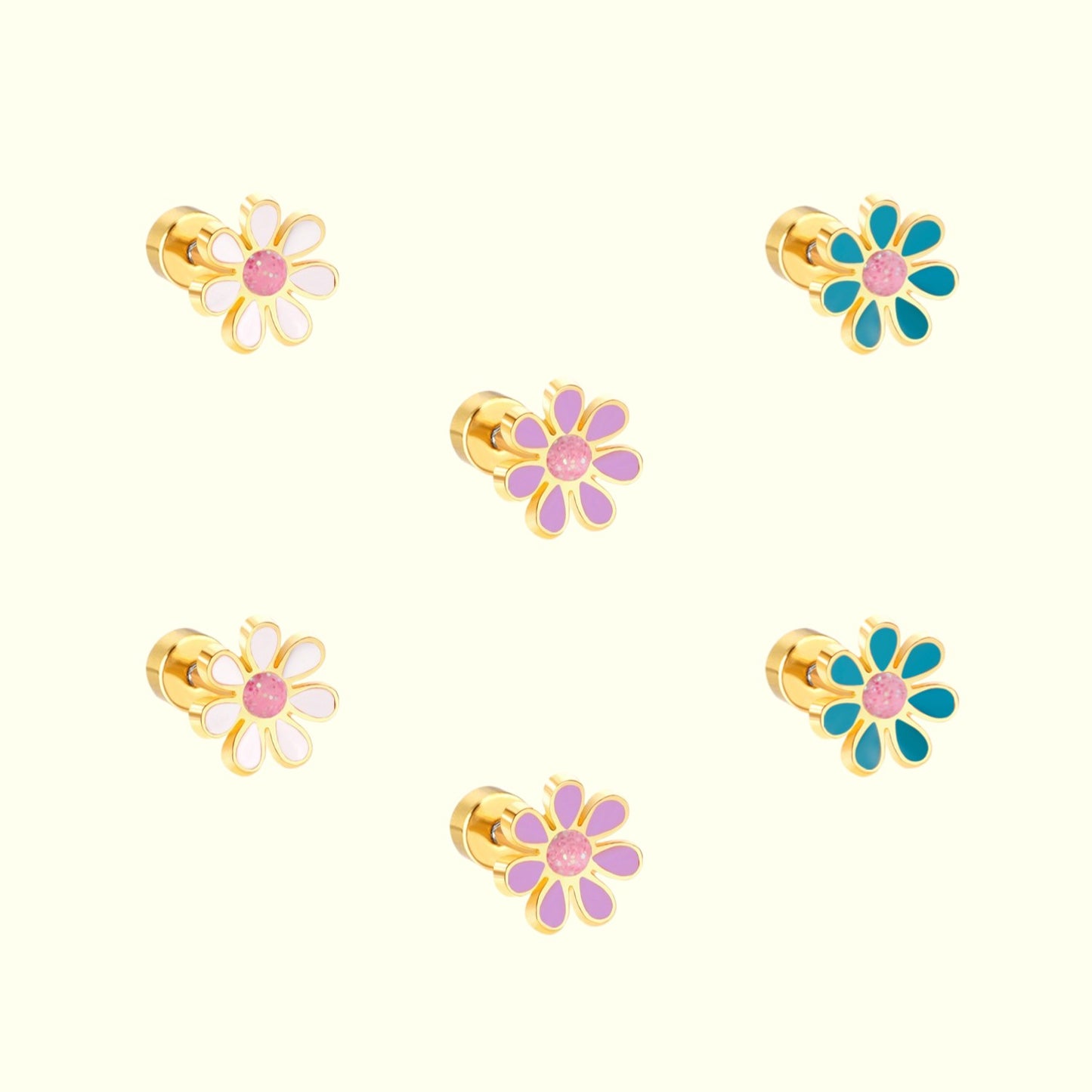 Daisy Dream Stud Earrings Set - Gold Sunlit Bloom 1
