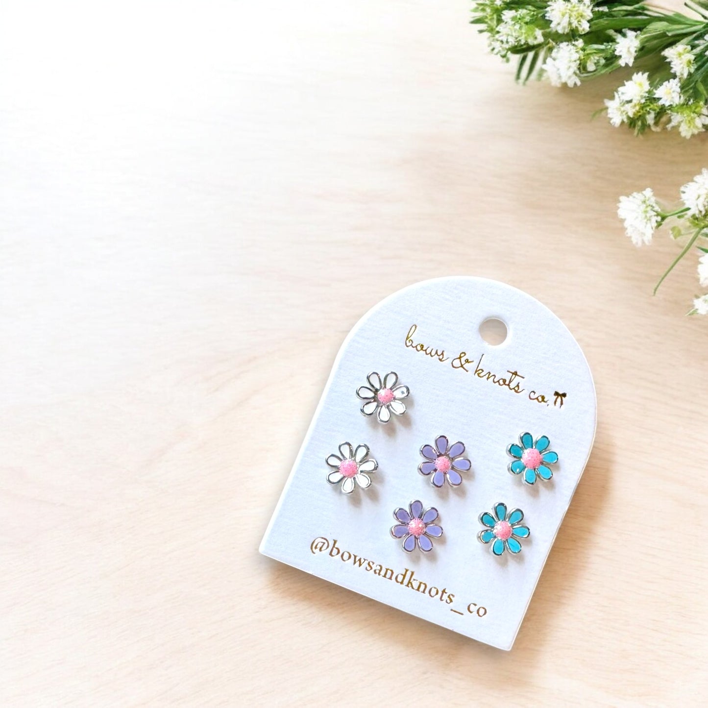 Daisy Dream Stud Earrings Set - Silver Sunlit Bloom 2