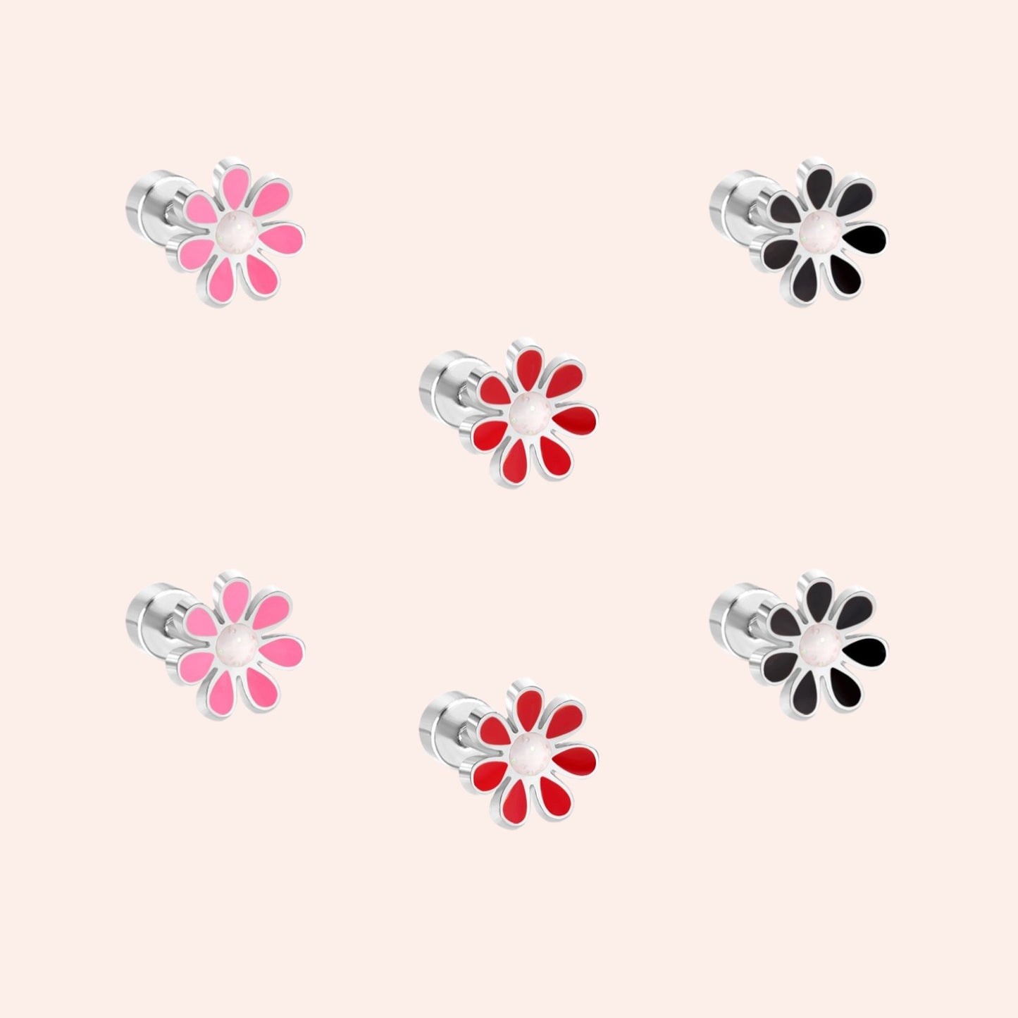 Daisy Dream Stud Earrings Set - silver Blossom Bliss 2
