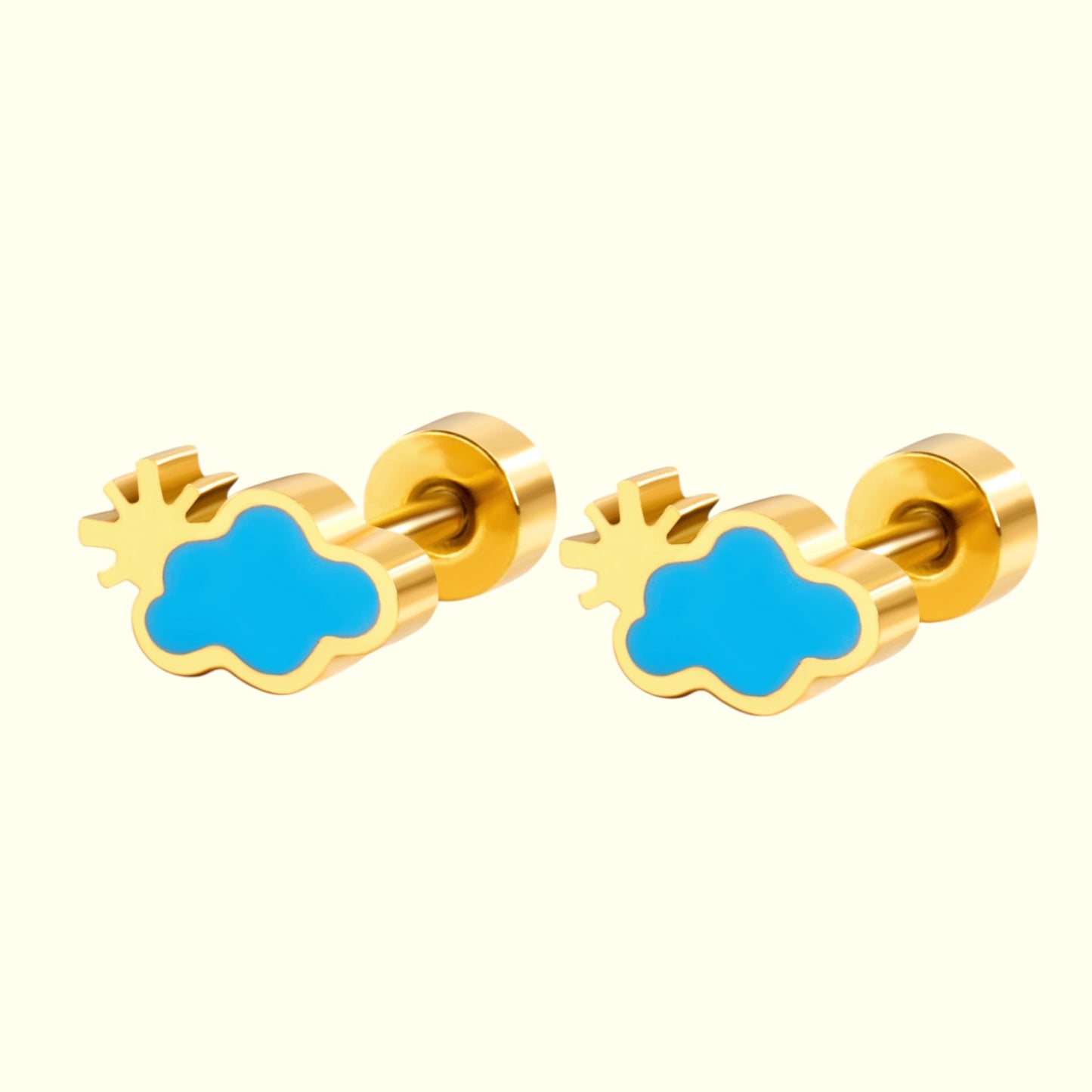 Dreamy Cloud Stud Earrings Gold 1