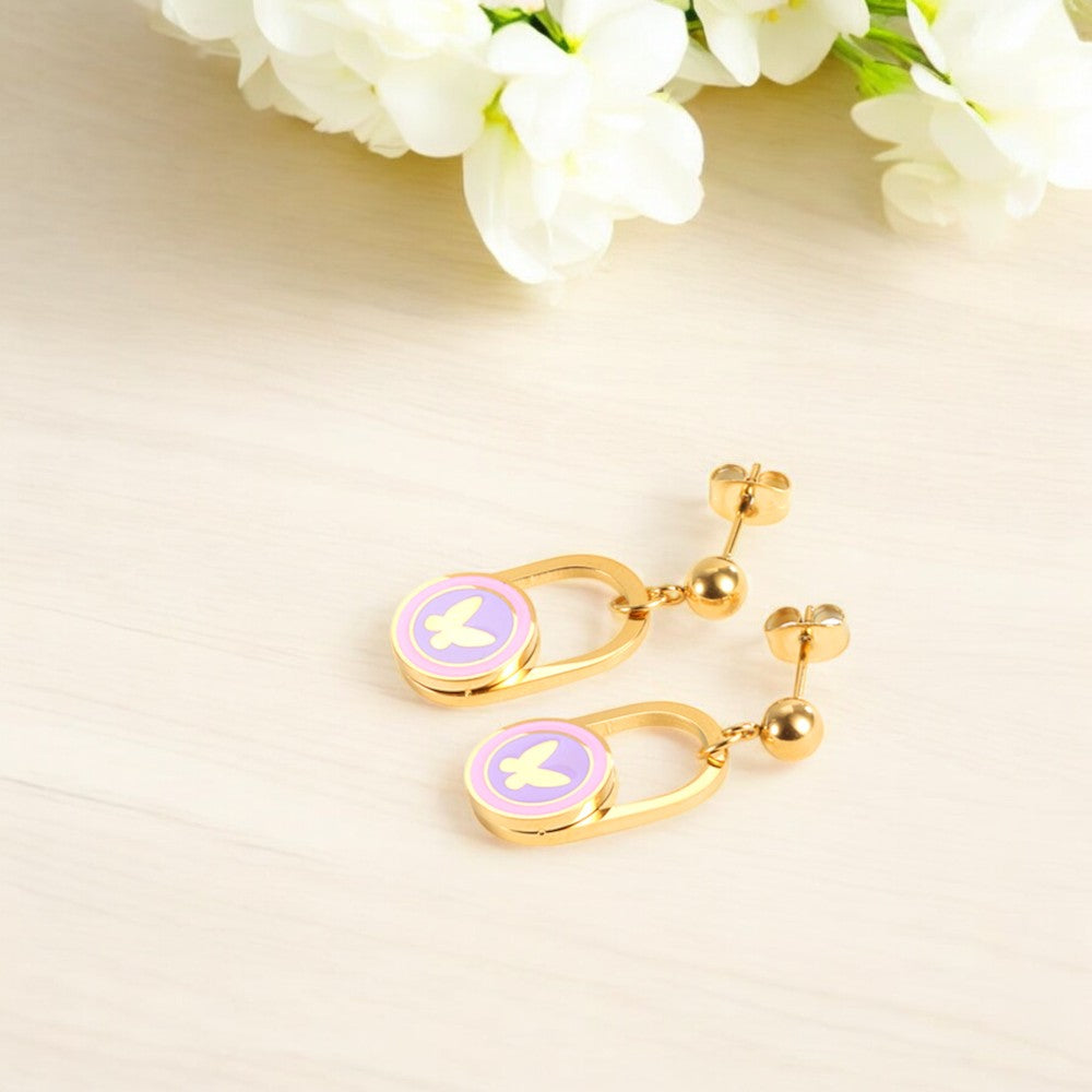 Dreamy Violet Earrings Gold 3