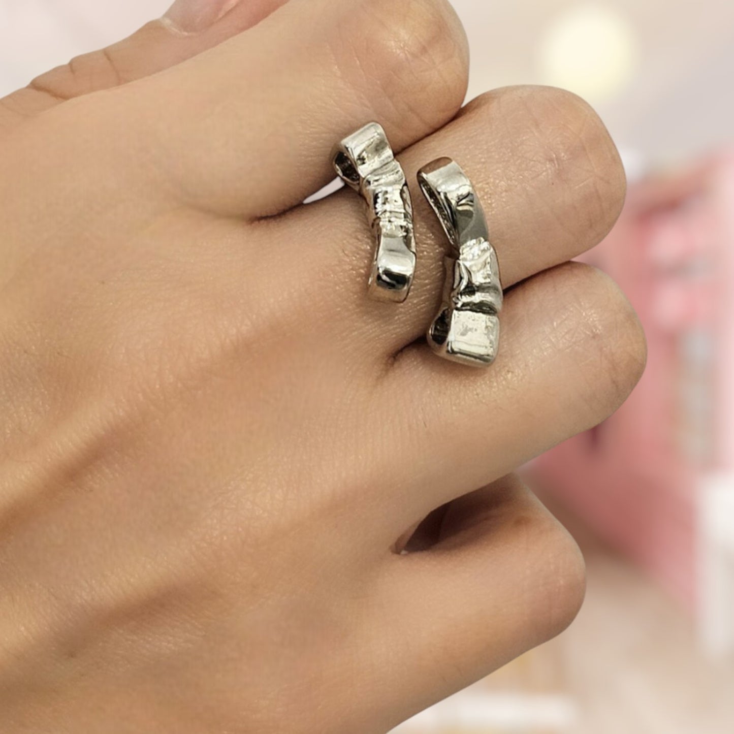 Duo Bowknot Ring Silver 1