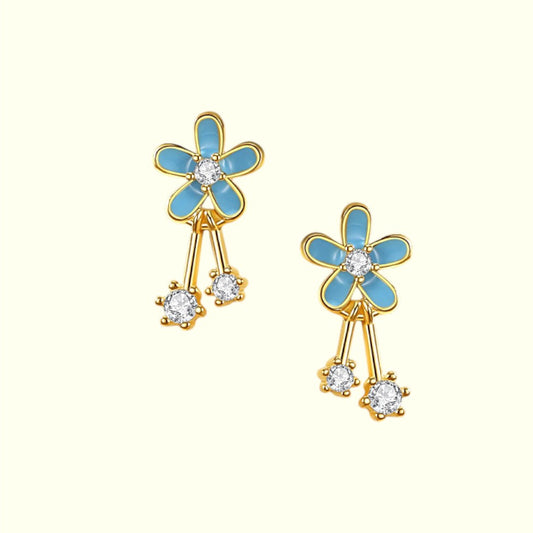 Enamel Glaze Flower Earrings Gold 1