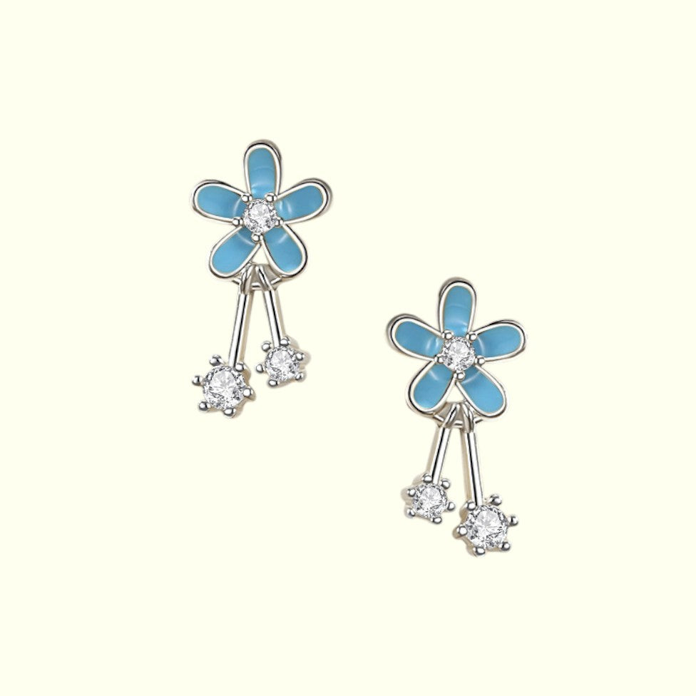 Enamel Glaze Flower Earrings silver 1