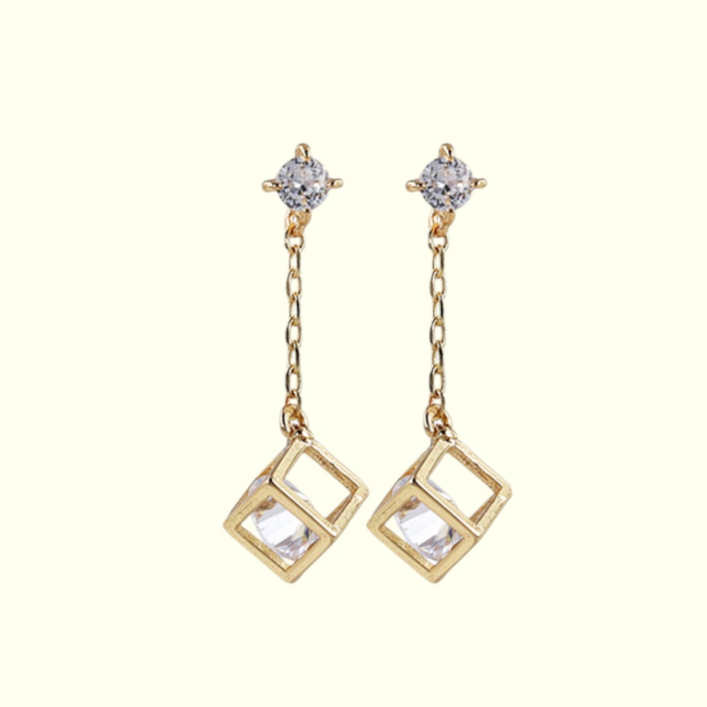 Ethereal Cube Earrings Gold 2
