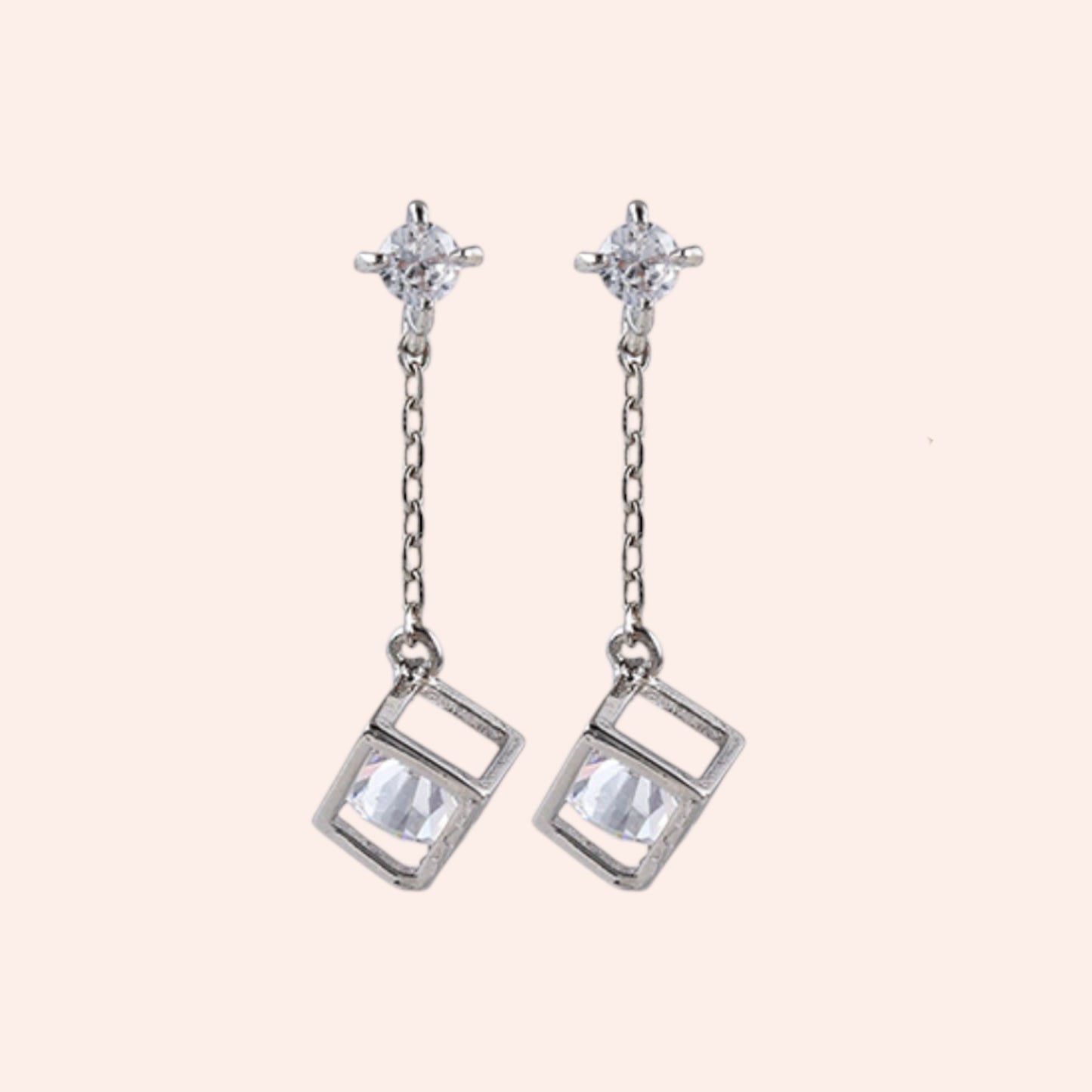 Ethereal Cube Earrings Silver 2