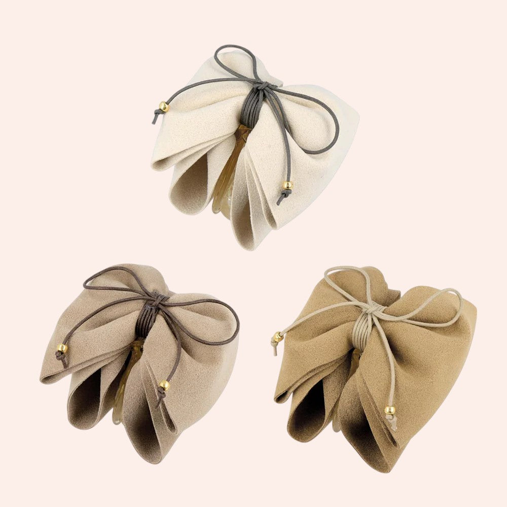 Faux Suede Ribbon Hair Claw - 2