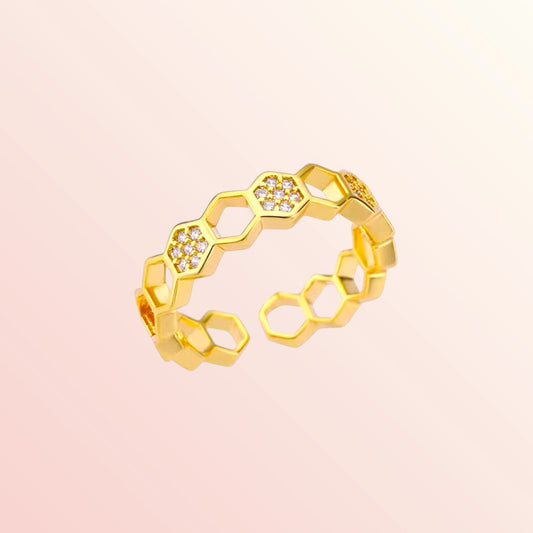 Gold Hex Ring 1