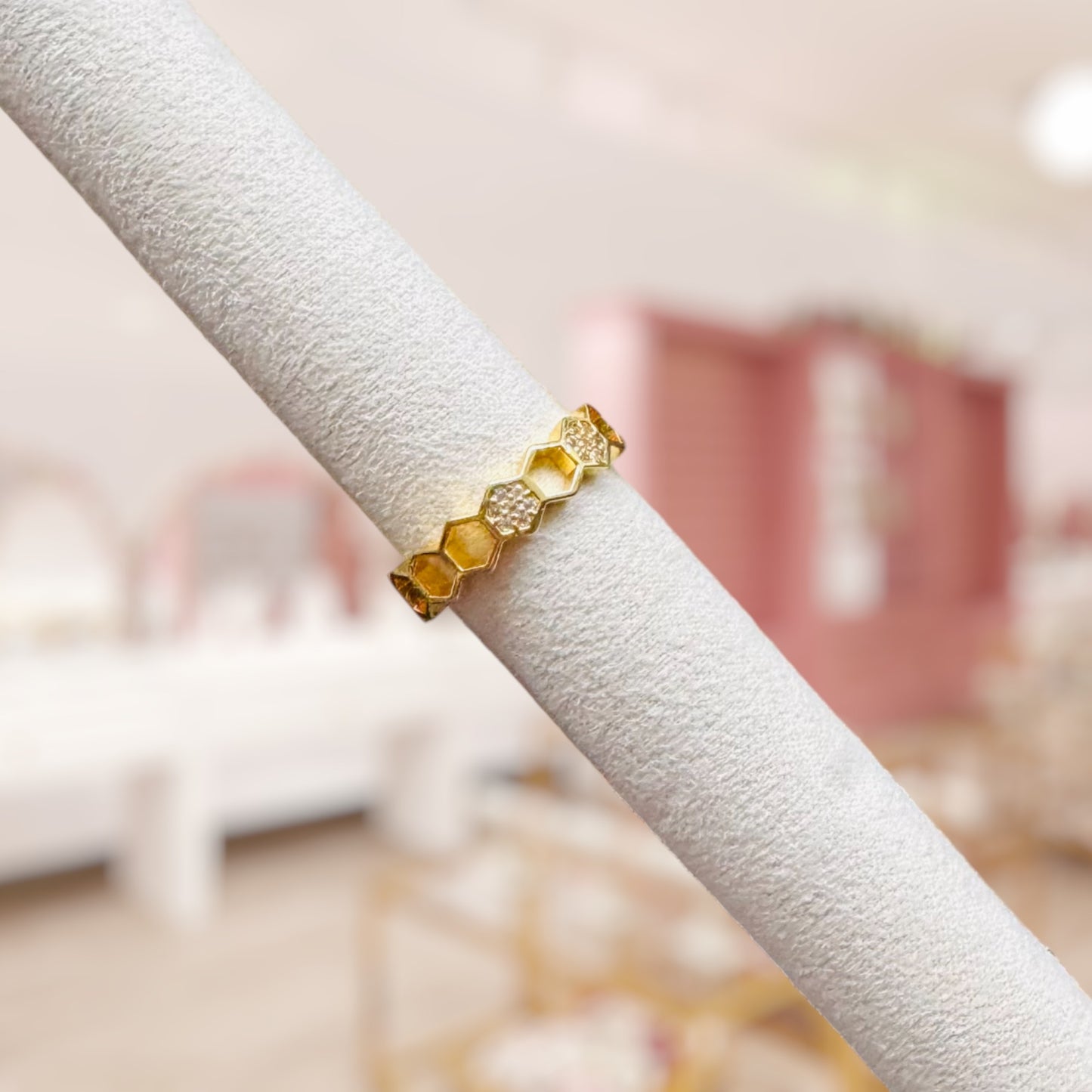 Gold Hex Ring 4