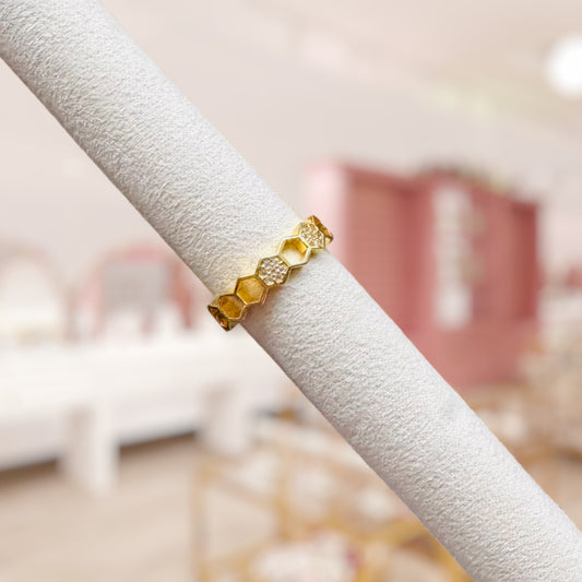 Gold Hex Ring 4