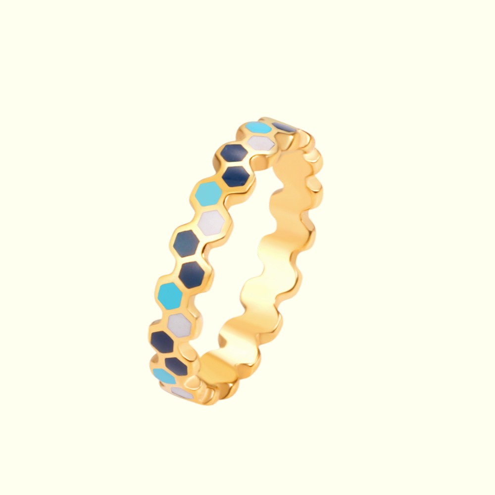 Honeycomb Enamel Ring 1
