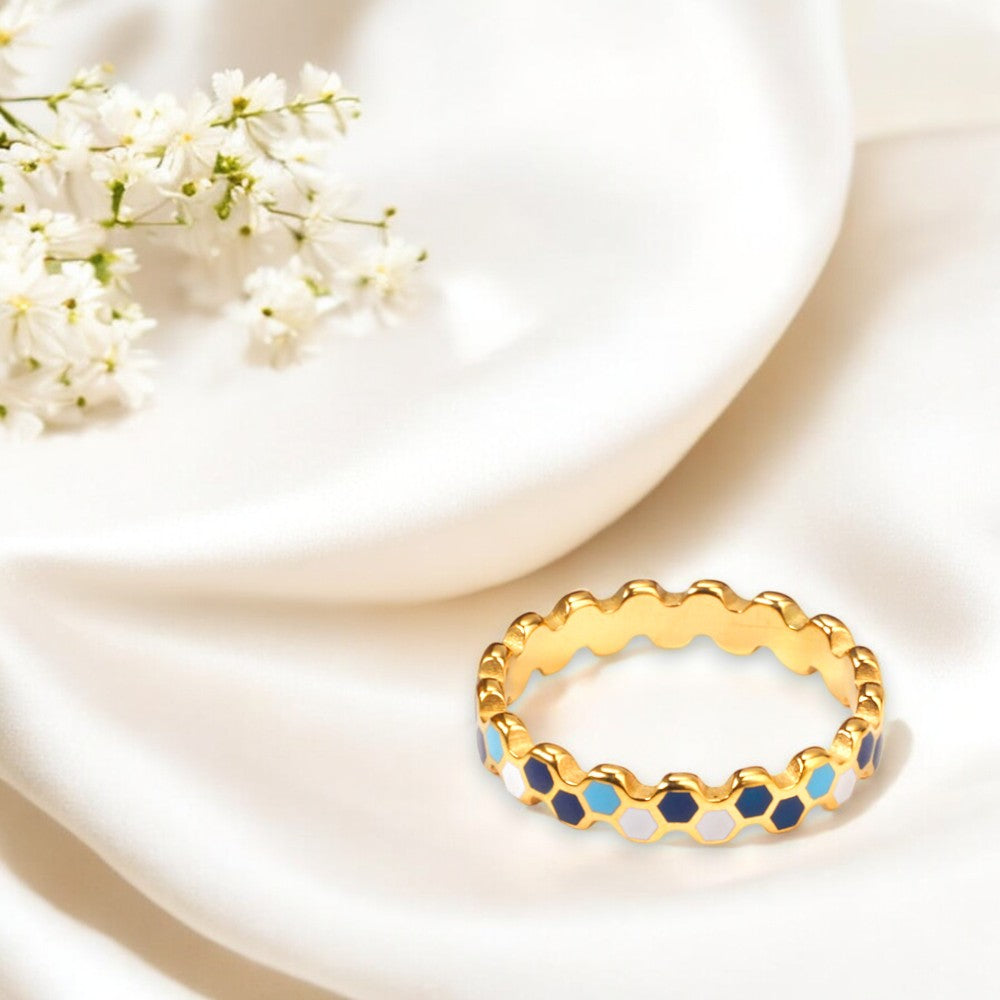 Honeycomb Enamel Ring 2