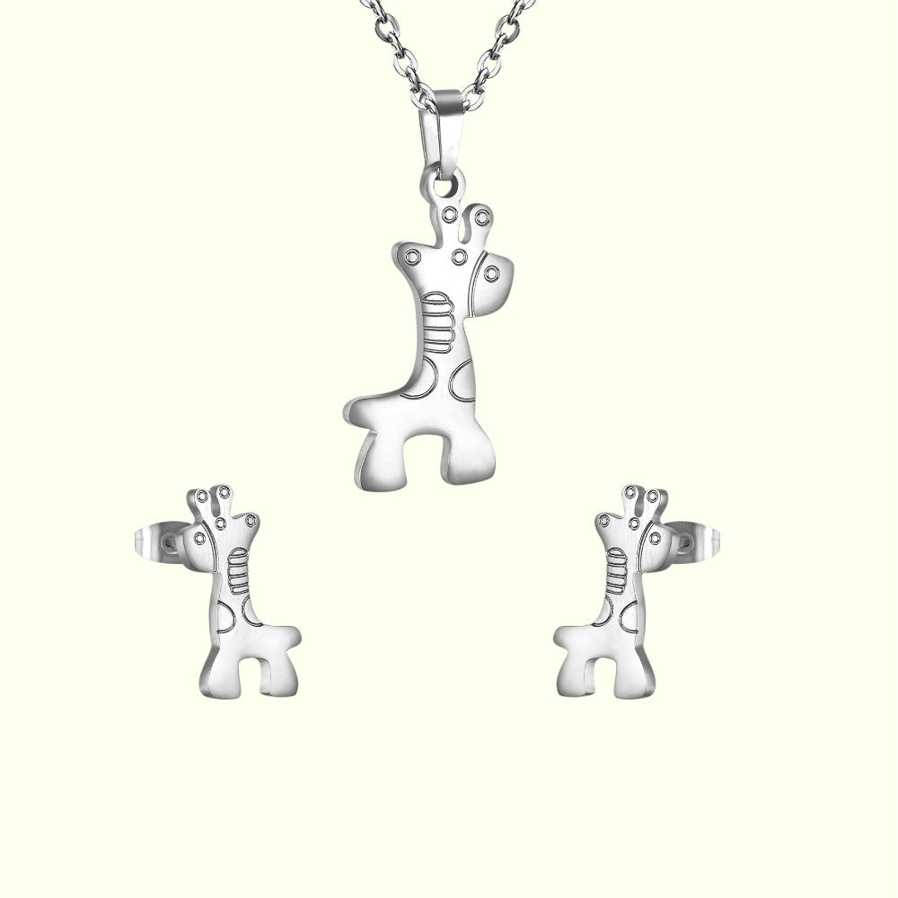 Little Giraffe Necklace and Earrings Set 4
