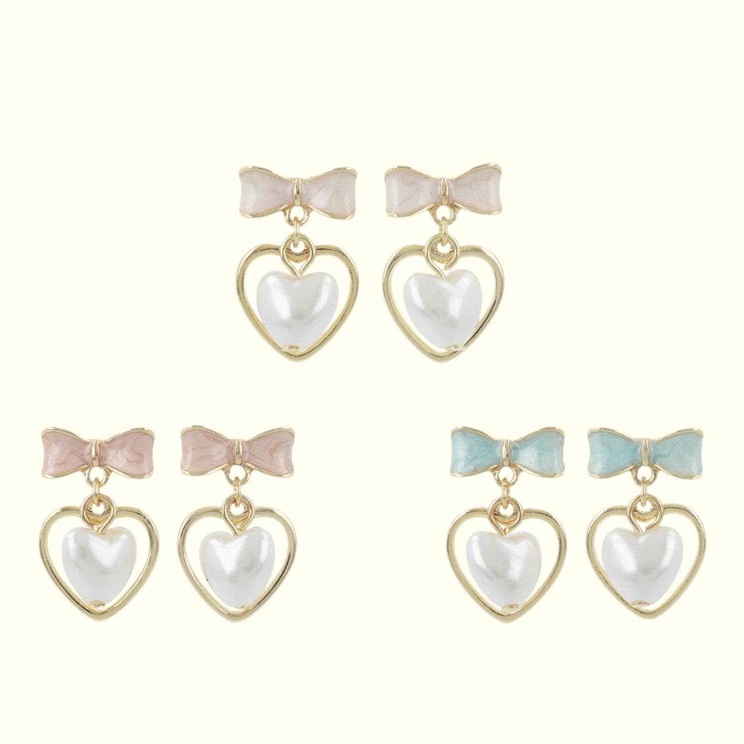 Milky Heartbow Earrings 1