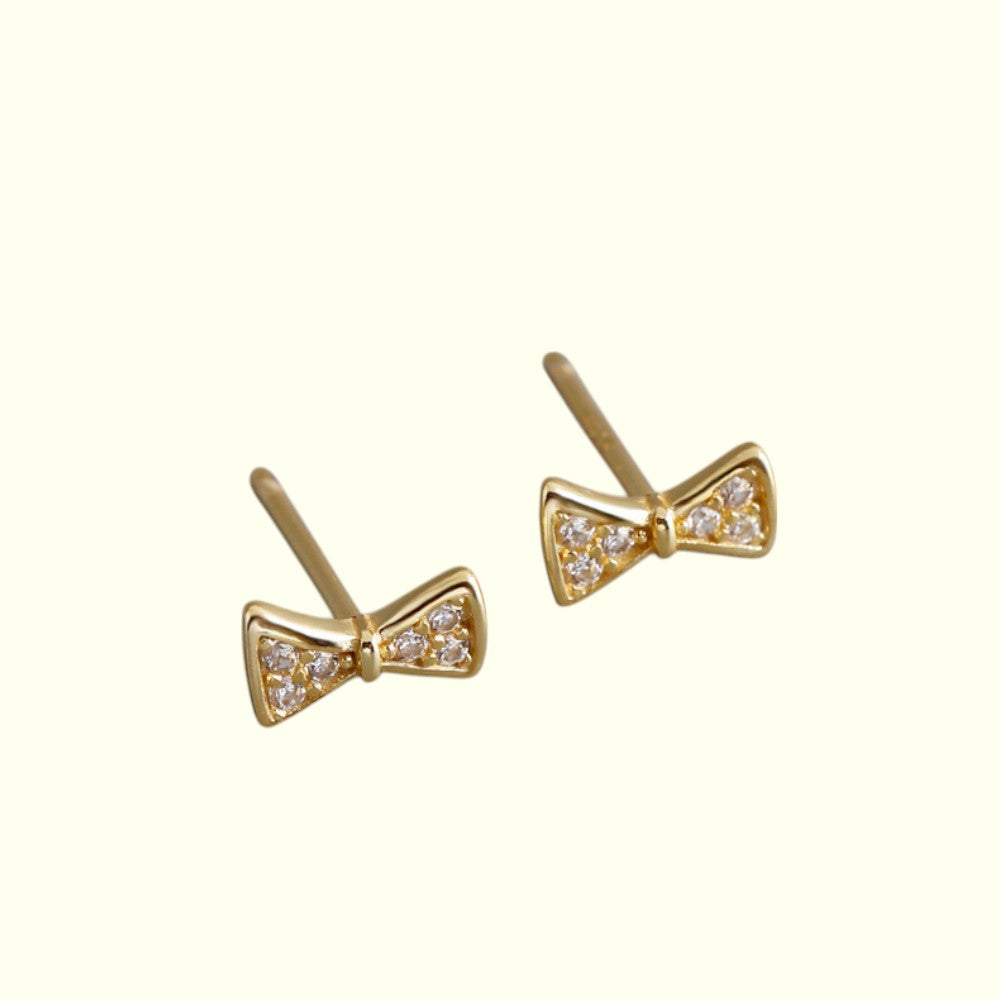Mini Bow Stud Earrings Gold 1