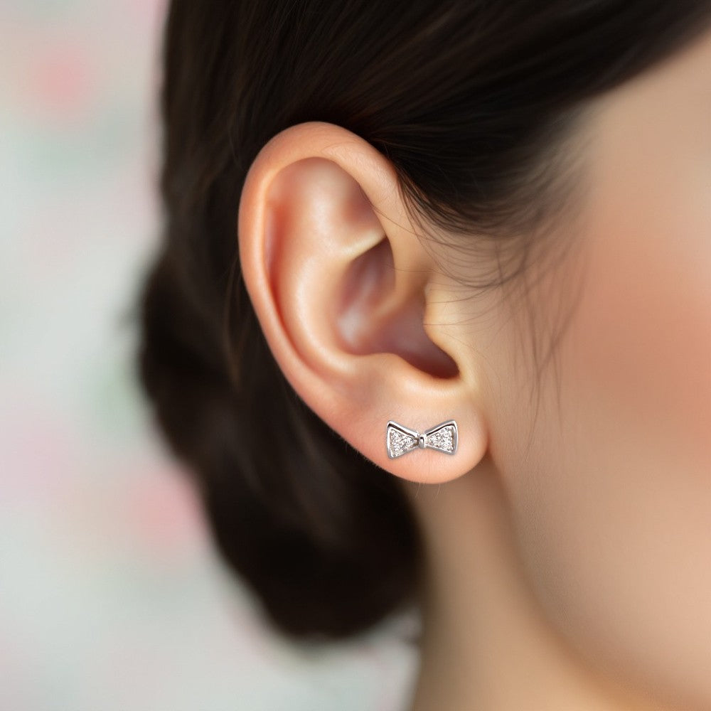 Mini Bow Stud Earrings silver 2
