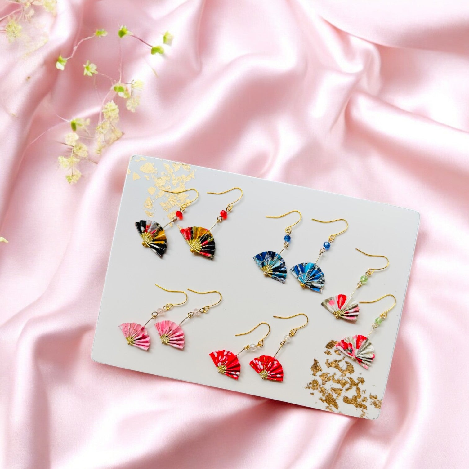 Origami Folding Fan Earrings 2