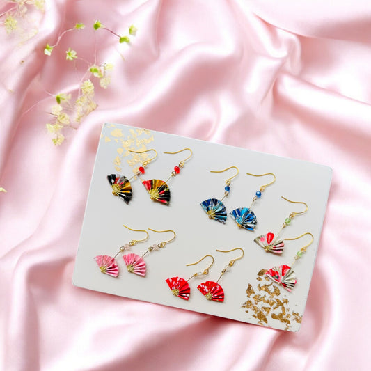Origami Folding Fan Earrings 2