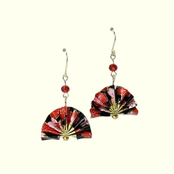 Origami Folding Fan Earrings black 1