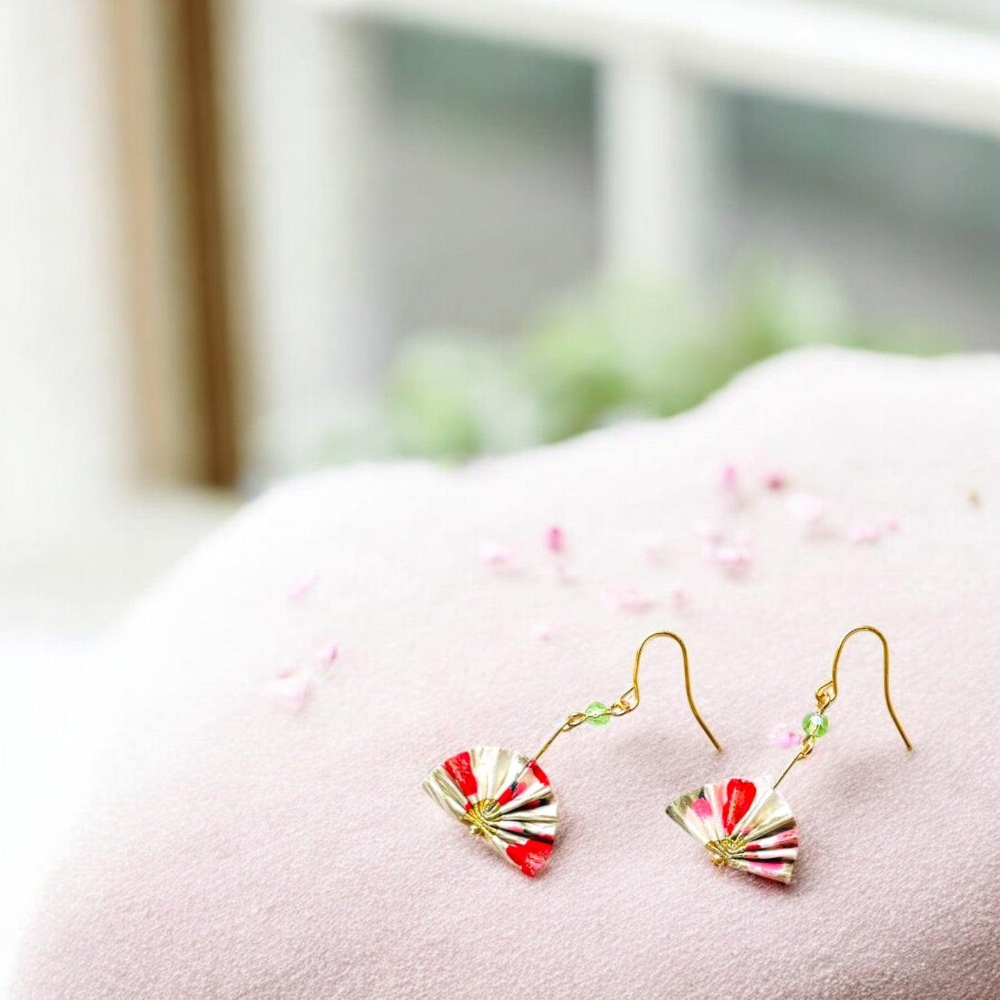 Origami Folding Fan Earrings white 2