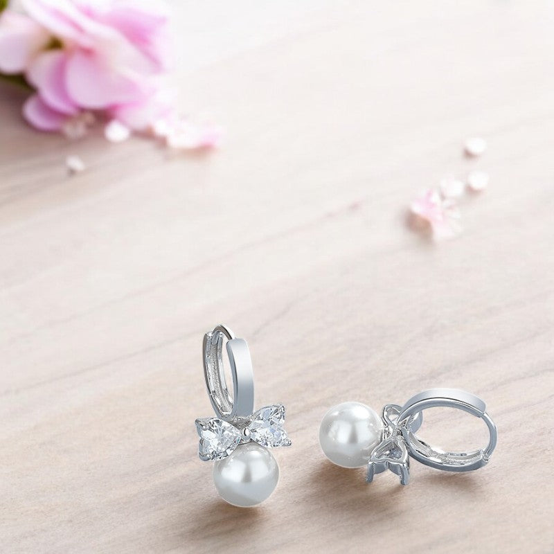 Pearls and Zircon Magic Huggies Silver 5