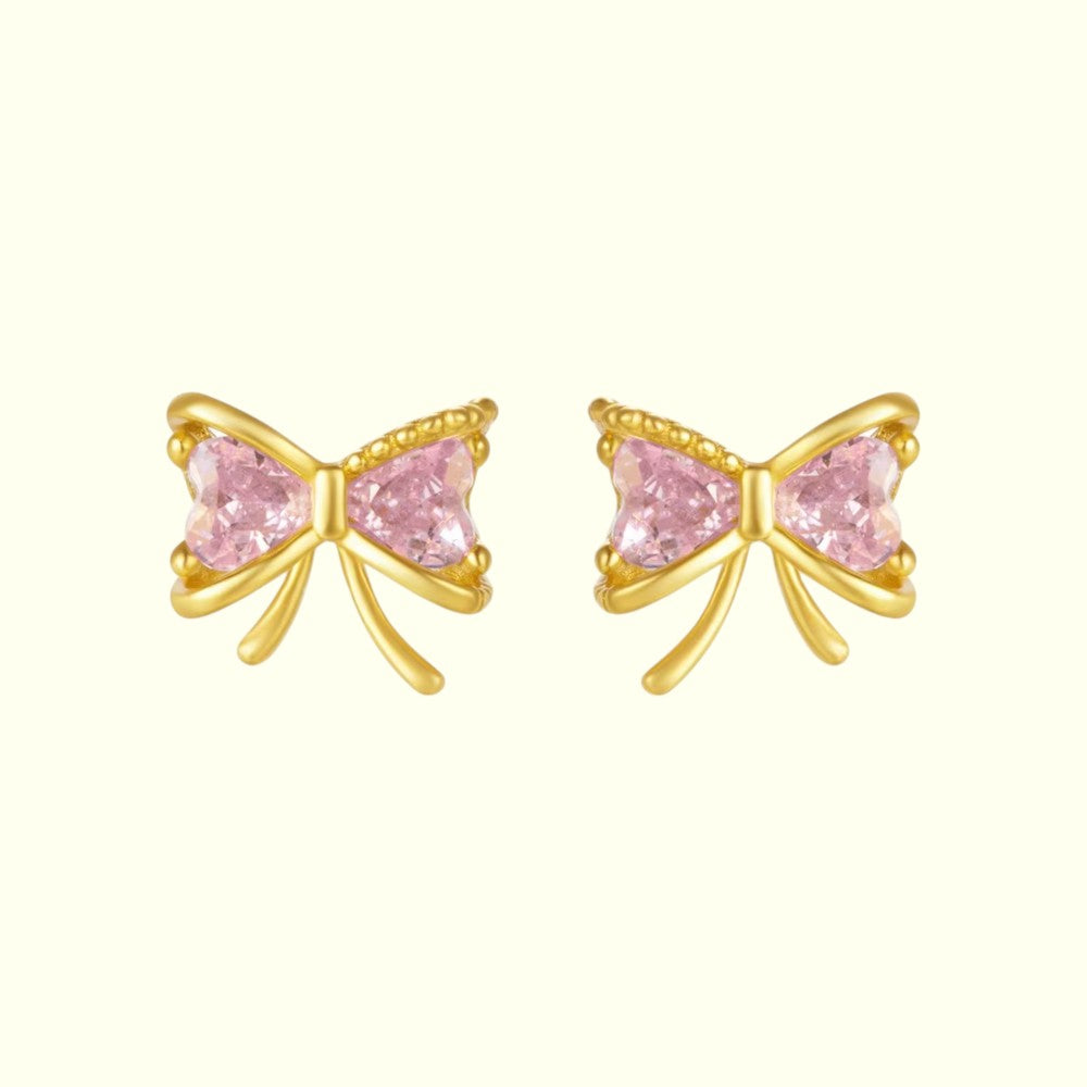 Petite Bowknot Stud Earrings Gold 2