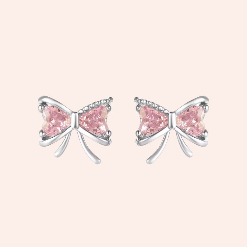 Petite Bowknot Stud Earrings Silver 2