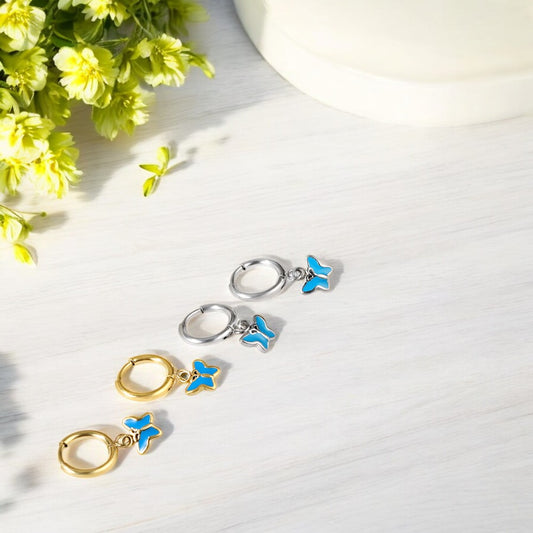 Petite Butterfly Charm Hoops 1