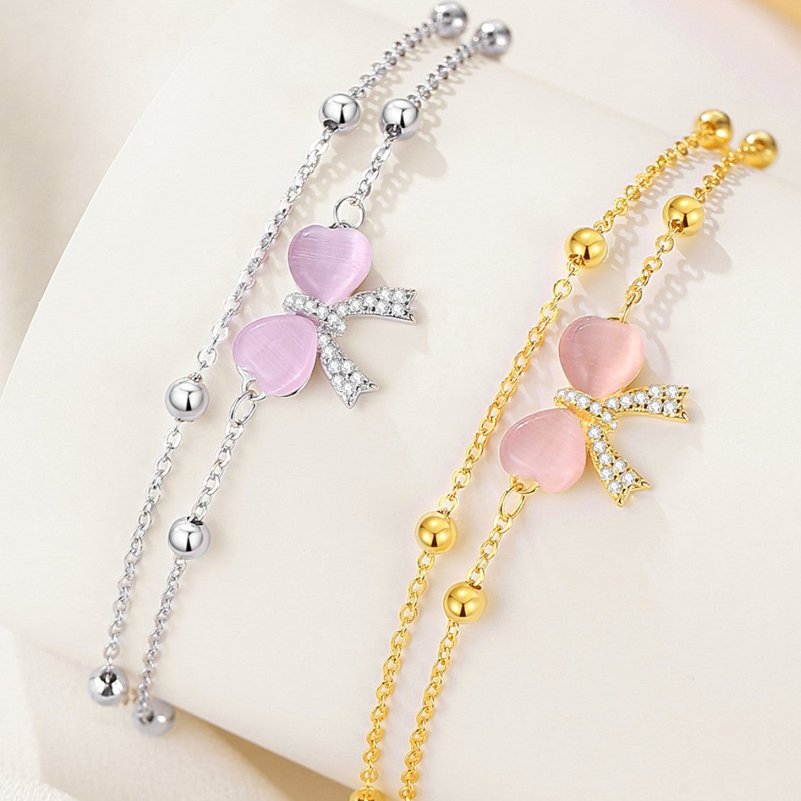 Pink Opal Bowknot Bracelet