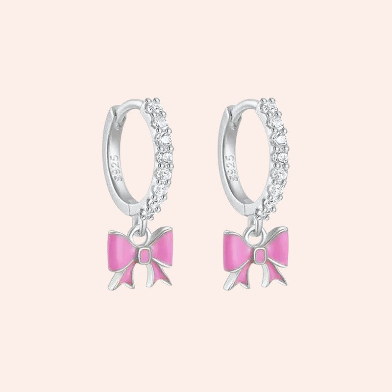 Playful Bowknot Hoops Silver 2