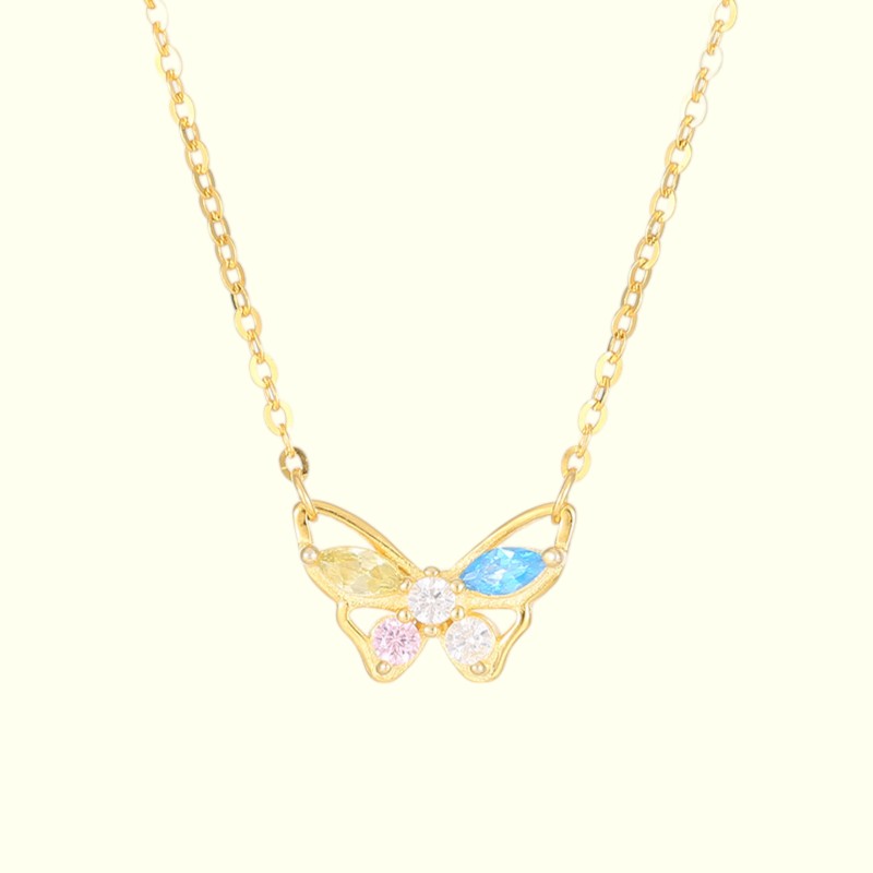 Radiant Butterfly Pendant Necklace Gold -1
