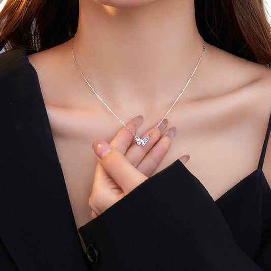Radiant Butterfly Pendant Necklace Silver -2