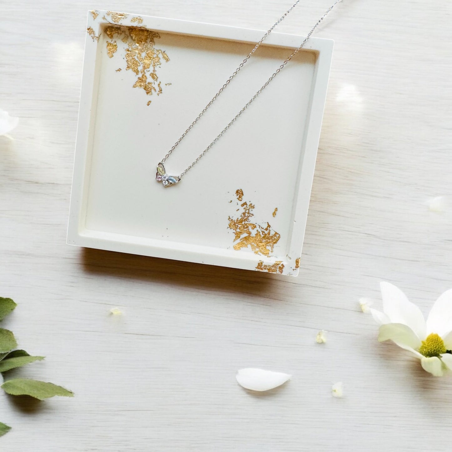 Radiant Butterfly Pendant Necklace Silver -4