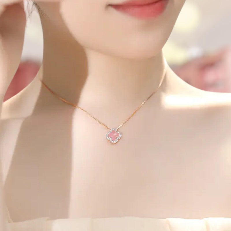 Radiant Clover Necklace Pink 1